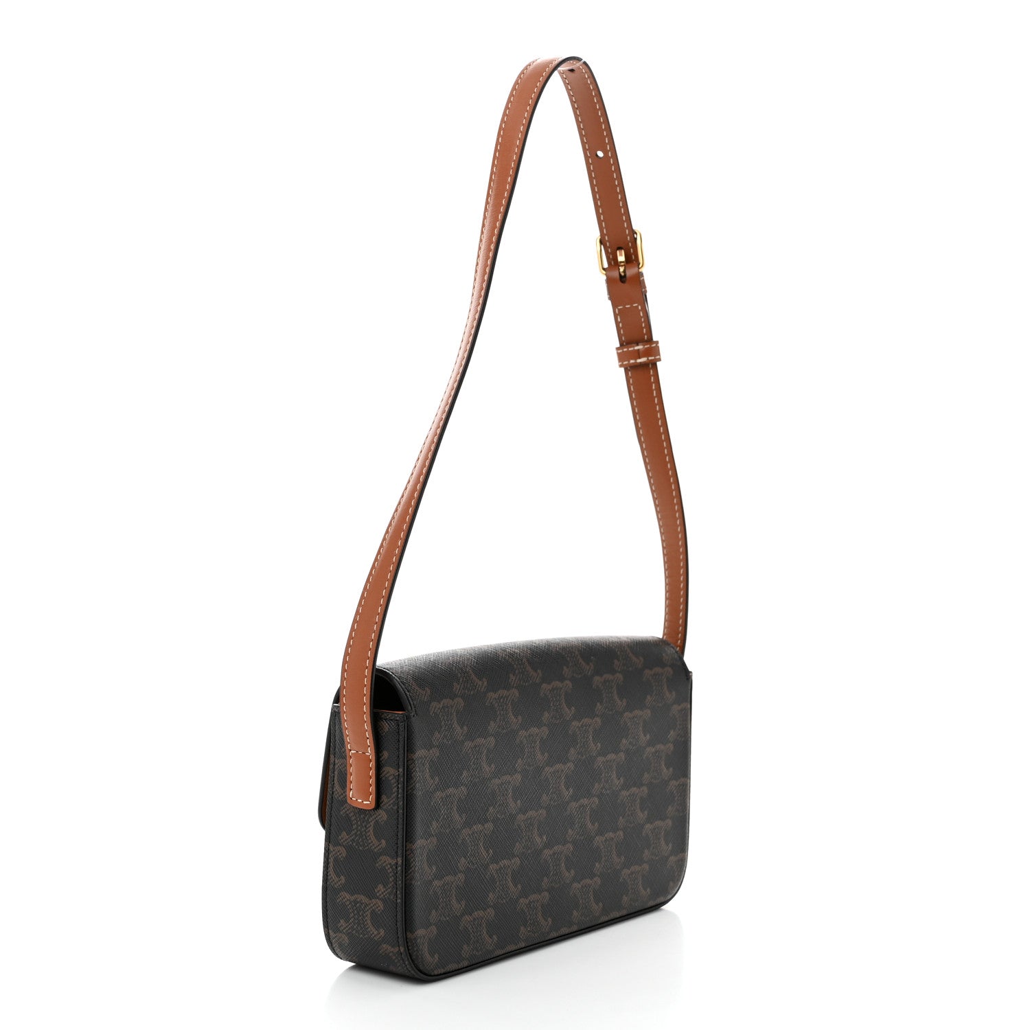 Celine Canvas Calfskin Triomphe Shoulder Bag Tan 3 of 10