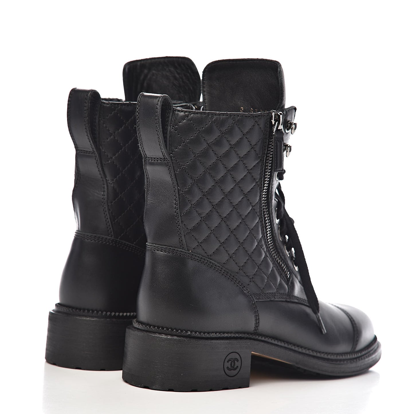 Calfskin Combat Boots 38 Black