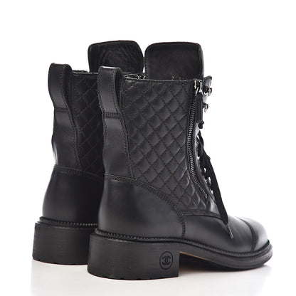 Chanel Calfskin Combat Boots 38 Black 4 of 10