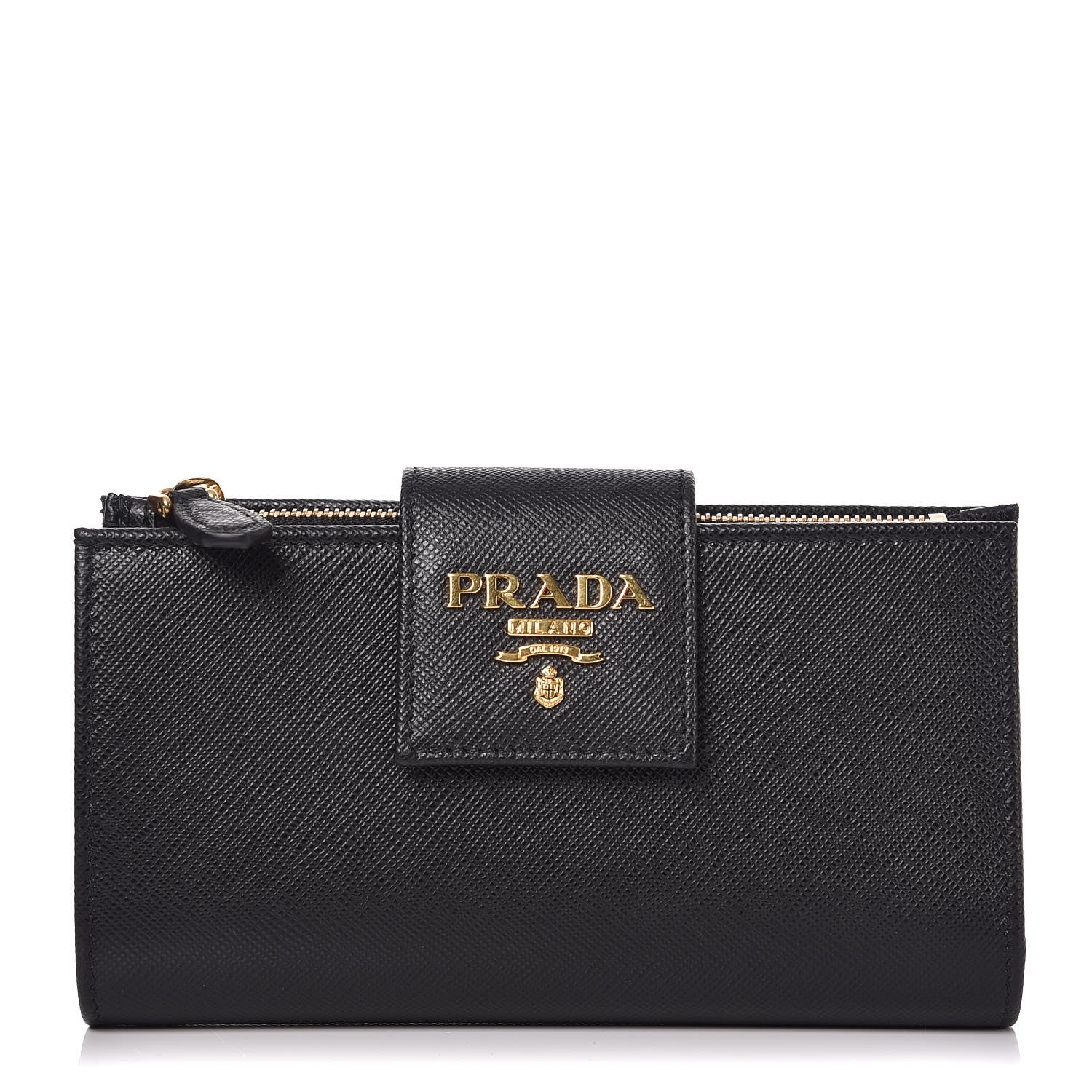 Prada Saffiano Metal Medium Wallet Black 1 of 7