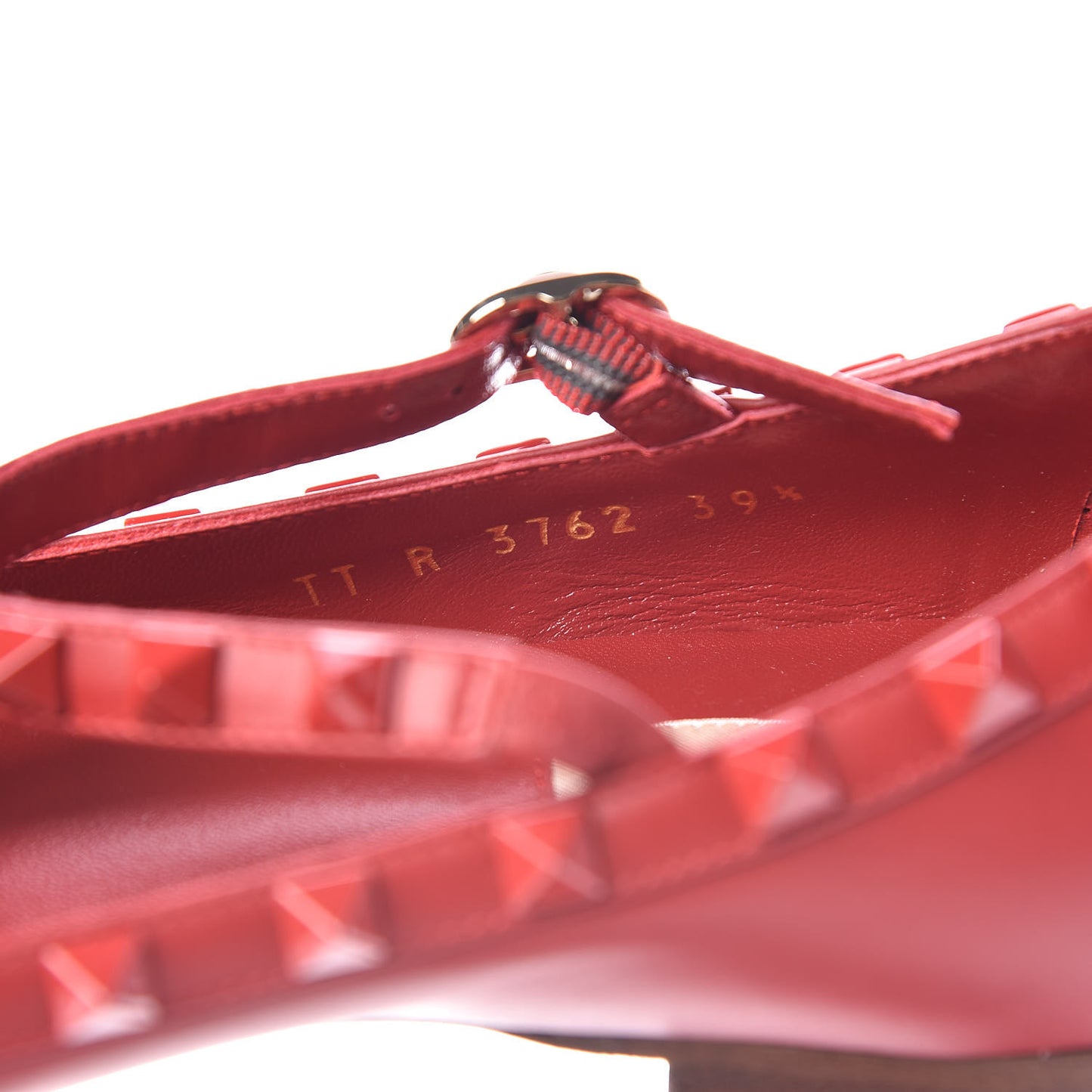 Calfskin Lacquered Monochrome Rockstud Cage Ballerina Flats 39.5 Rosso Valentino
