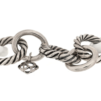 David Yurman Sterling Silver Ceramic 13mm Large Oval Link Bracelet White 3 of 3
