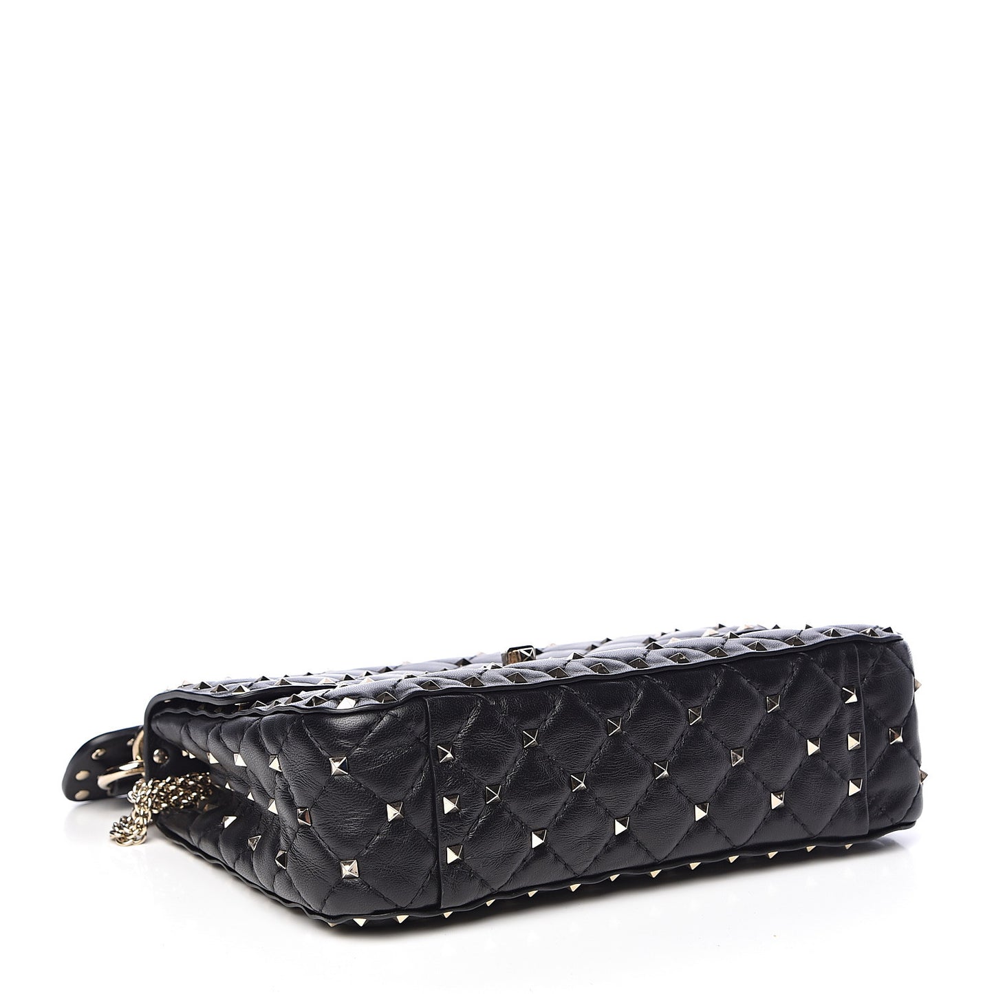 Lambskin Medium Rockstud Spike Shoulder Bag Black