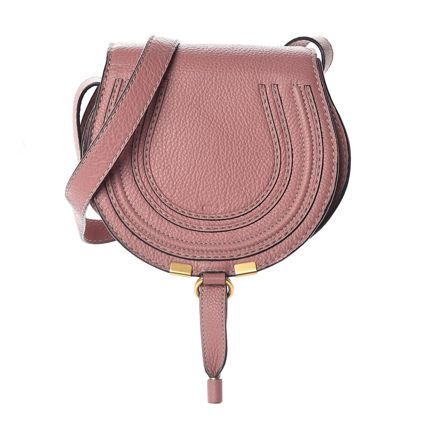 Calfskin Mini Marcie Round Crossbody Bag Rusty Pink