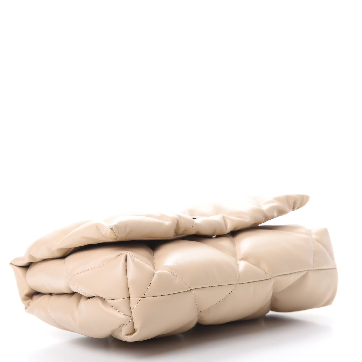 Balenciaga Nappa Calfskin Quilted Touch B Puffy Clutch Light Beige 4 of 7