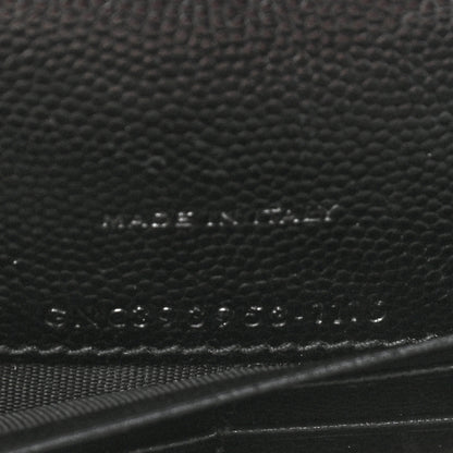 Saint Laurent Grain De Poudre Matelasse Chevron Monogram Envelope Chain Wallet Black 7 of 11