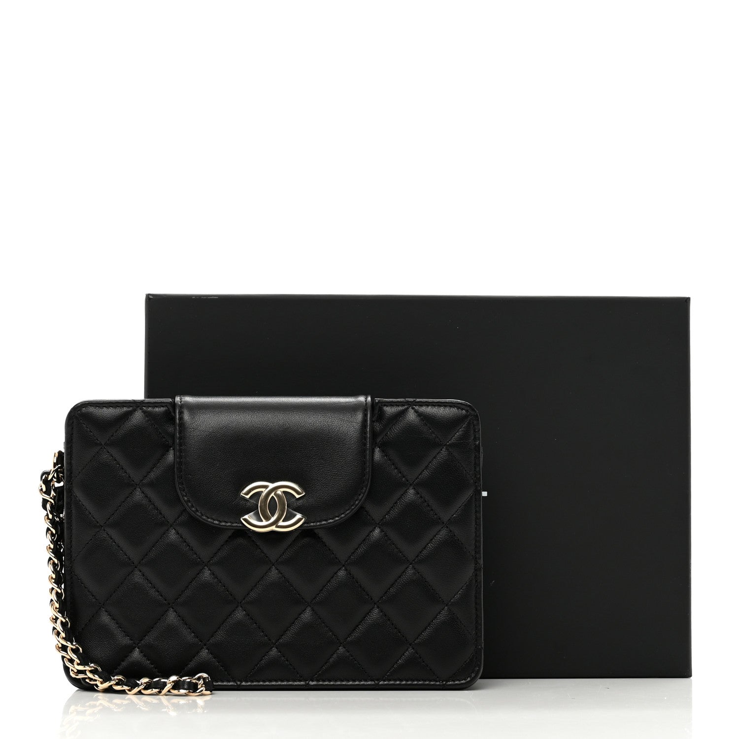 Chanel Lambskin Quilted CC Pouch Wristlet Black 8 of 8