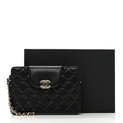 Chanel Lambskin Quilted CC Pouch Wristlet Black 8 of 8