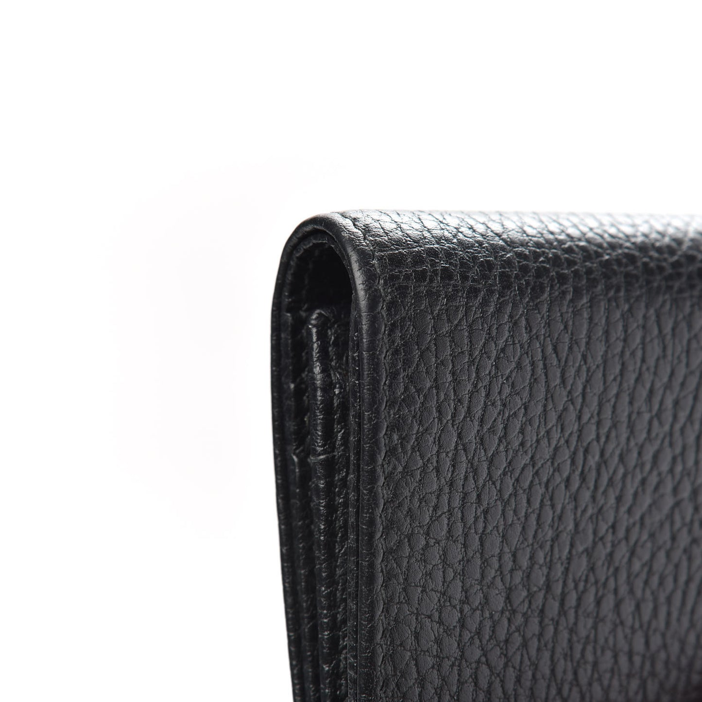 Pebbled Calfskin GG Marmont Card Case Black