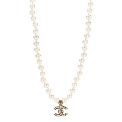 Chanel Pearl Crystal CC Short Necklace Gold 1 of 4