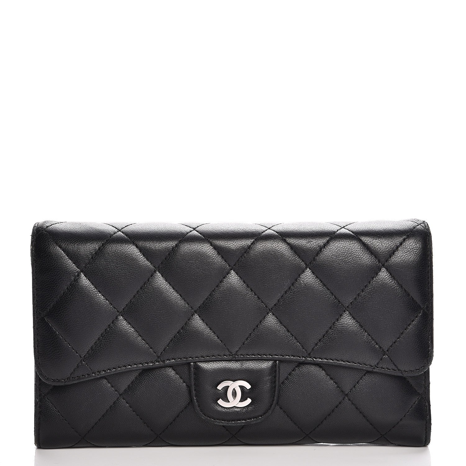 Chanel Lambskin Quilted Large Flap Wallet Black 1 of 10