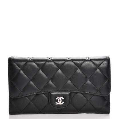 Chanel Lambskin Quilted Large Flap Wallet Black 1 of 10