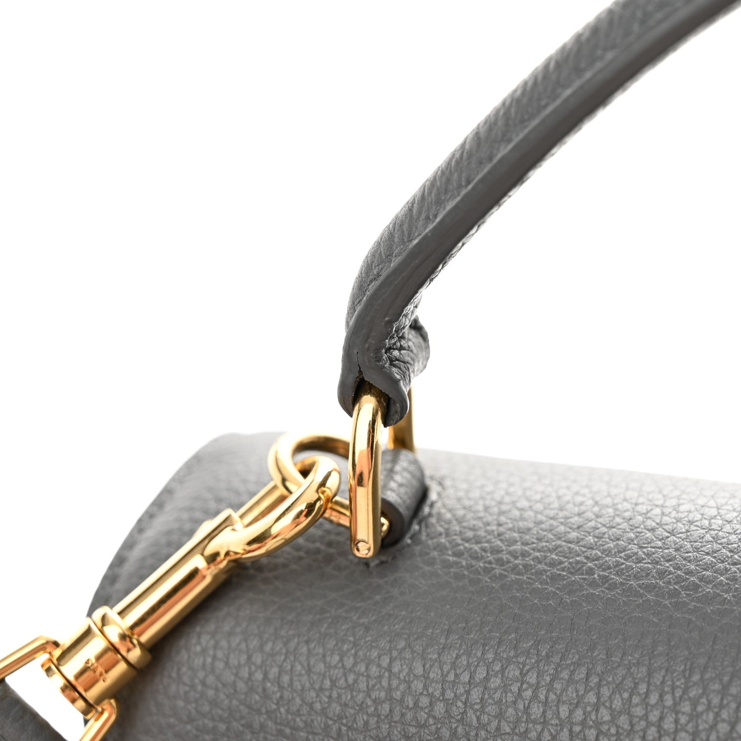 Grained Calfskin Small 16 Top Handle Bag Medium Grey