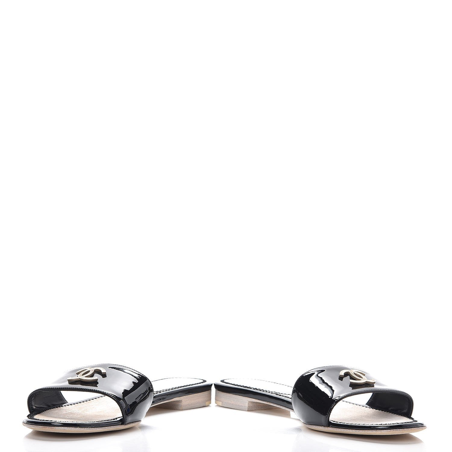 Chanel Patent Calfskin CC Slip On Mules 37.5 Black 6 of 11
