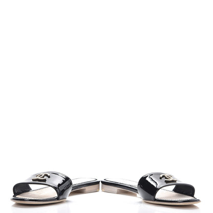 Chanel Patent Calfskin CC Slip On Mules 37.5 Black 6 of 11