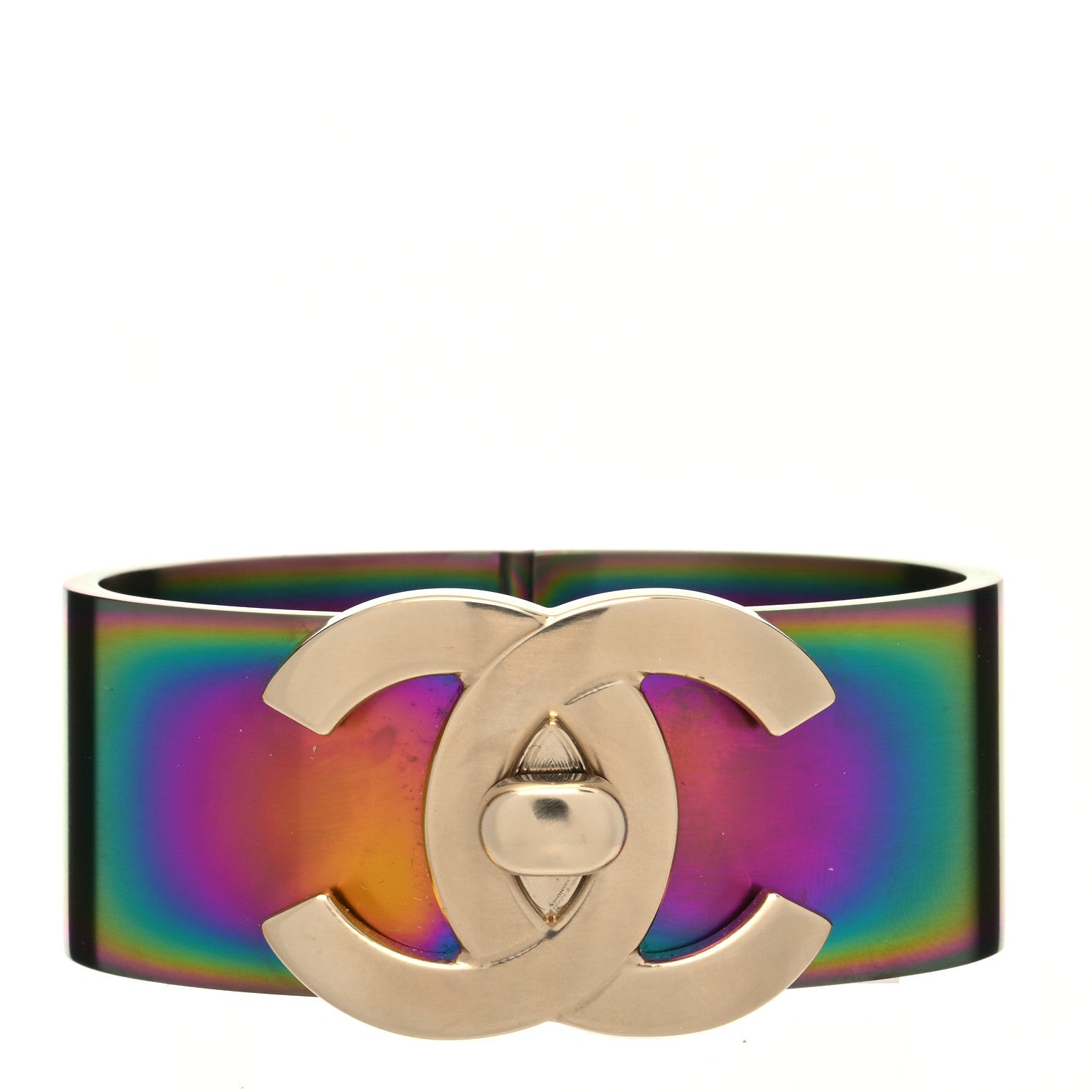 Chanel Metal Iridescent CC Cuff M Gold 1 of 5