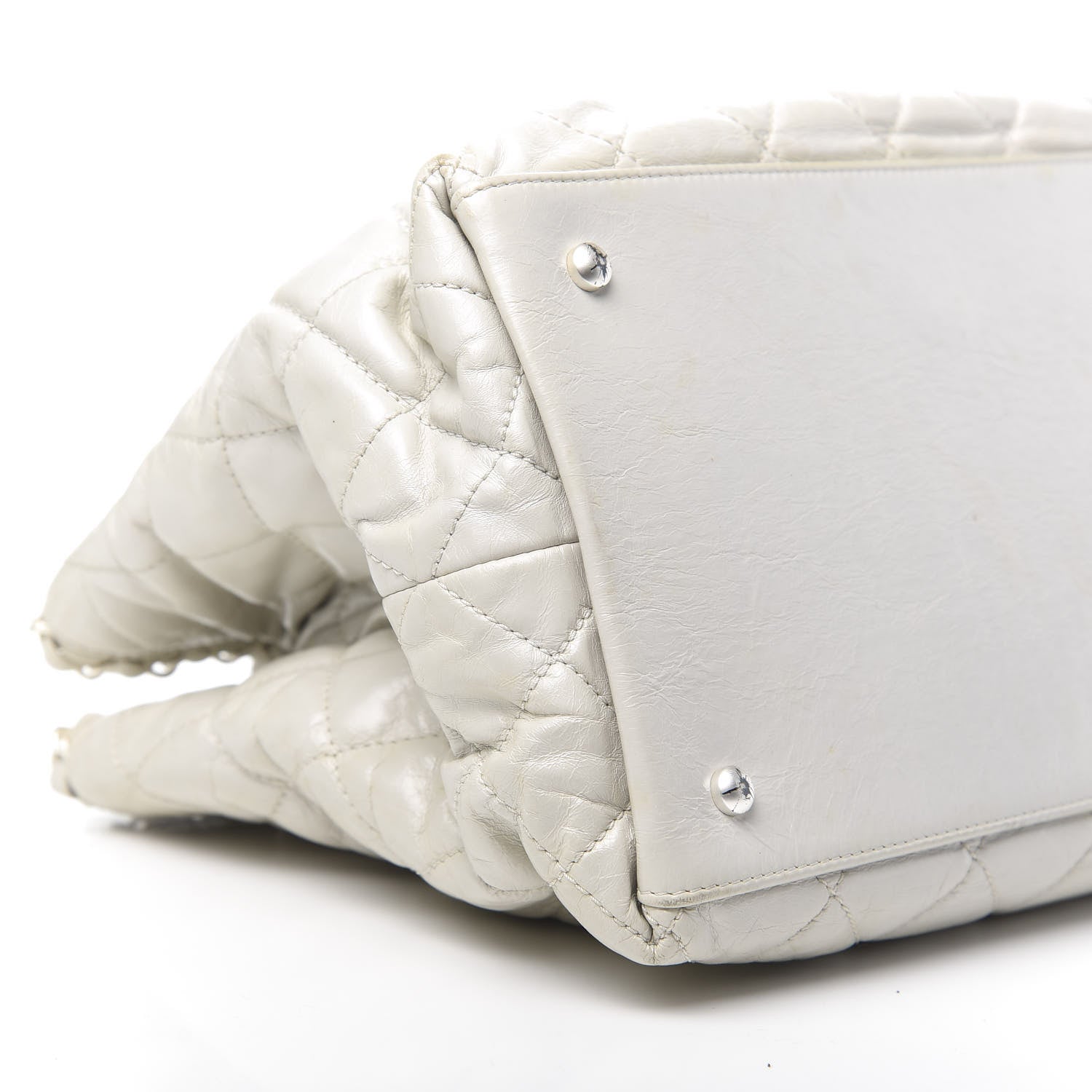 Chanel Glazed Calfskin Quilted Small Chain Me Tote Dark White 8 of 11