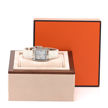 Hermes Stainless Steel Alligator Diamond Mother of Pearl 23mm Cape Cod Quartz Watch Blanc 5 of 5