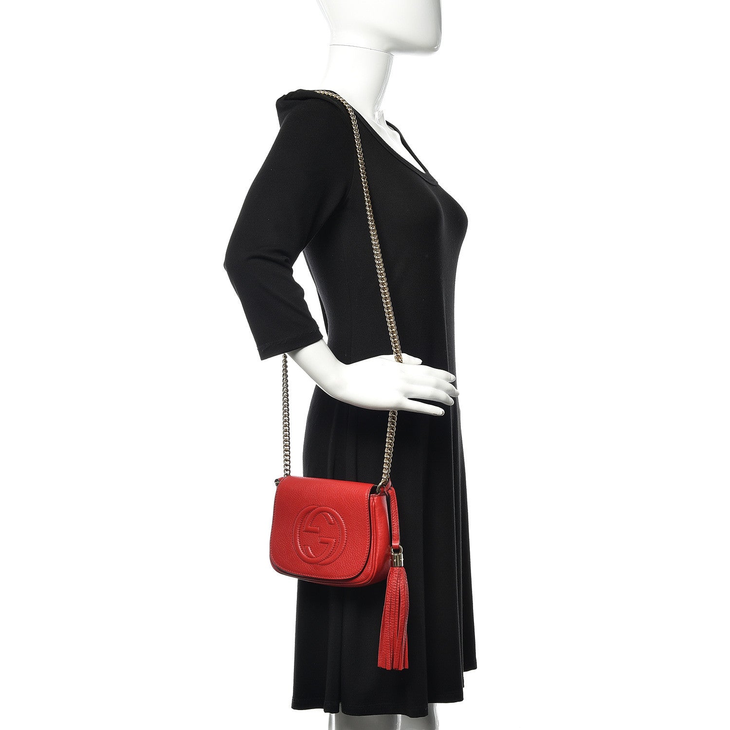 Gucci Pebbled Calfskin Small Soho Flap Crossbody Red 2 of 10