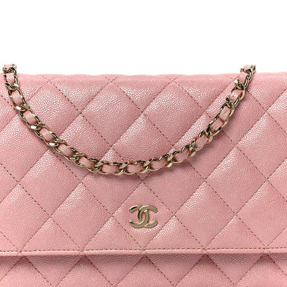 Chanel Iridescent Caviar Quilted Wallet on Chain WOC Rose Pink 9 of 12