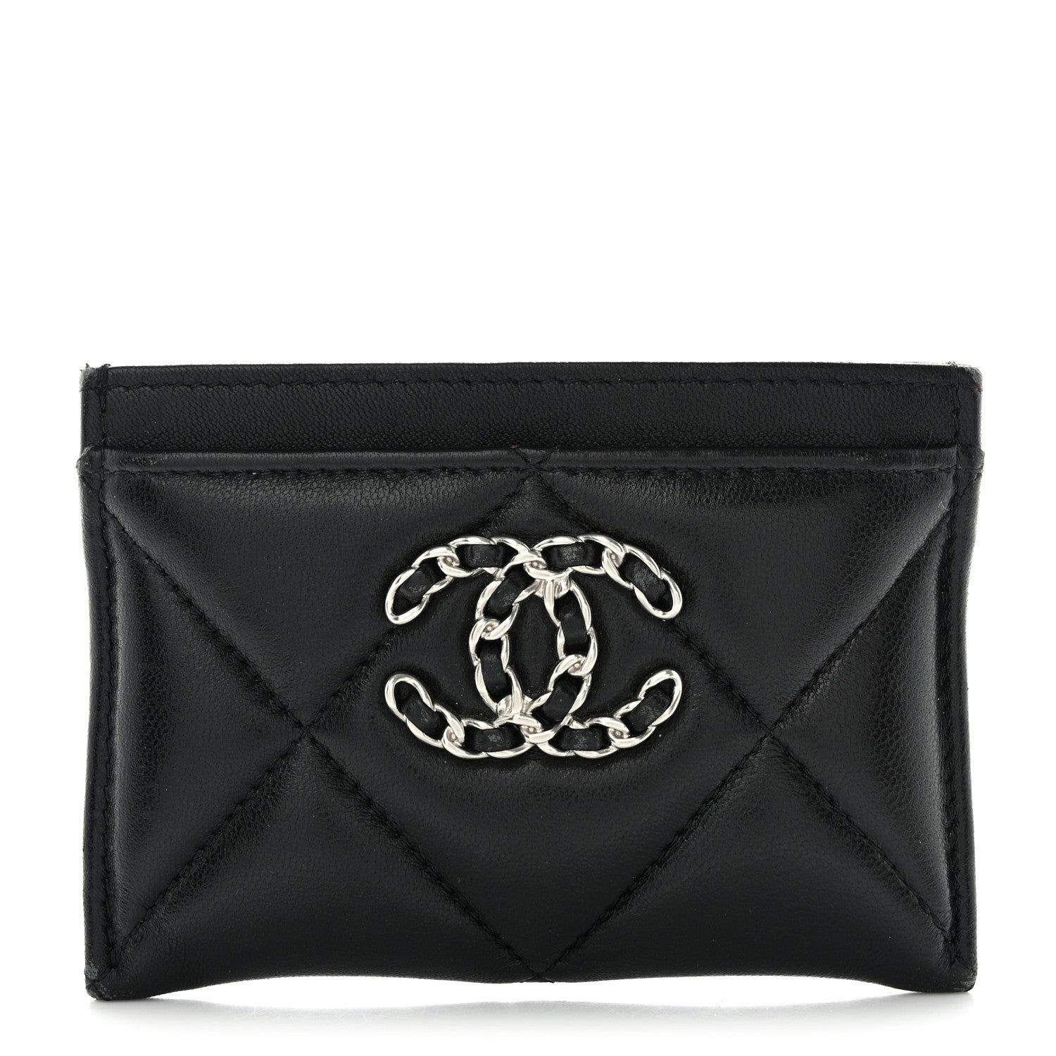 Chanel Lambskin Quilted Chanel 19 Card Holder Black 1 of 13