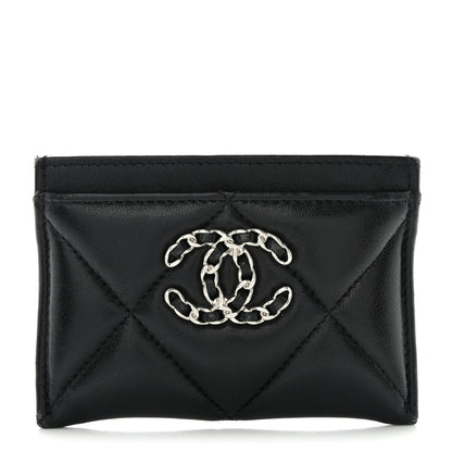 Chanel Lambskin Quilted Chanel 19 Card Holder Black 1 of 13
