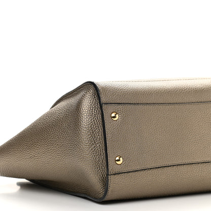 Salvatore Ferragamo Metallic Hammered Calfskin Double Handle Medium Amy Tote Graphite 5 of 15