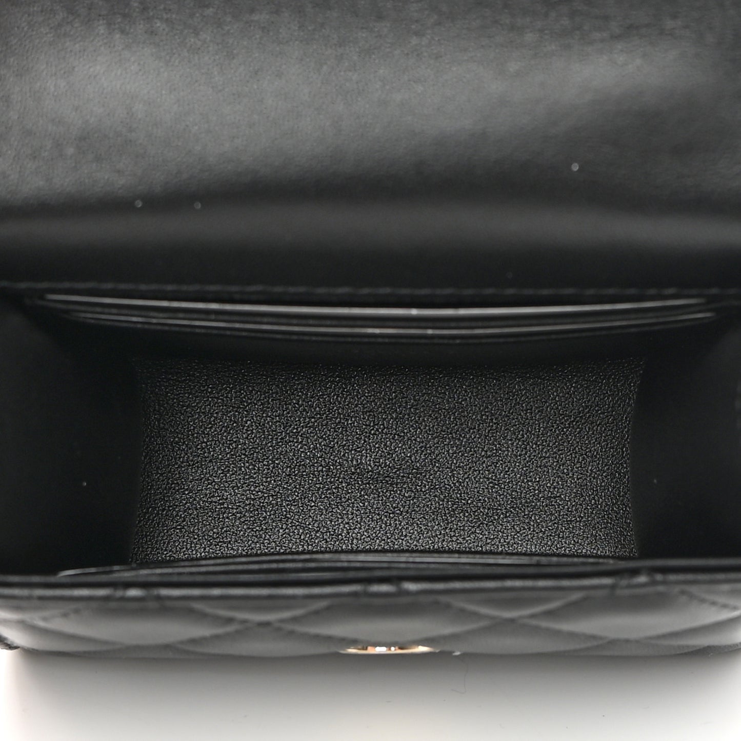 Lambskin Quilted Top Handle Flap Clutch With Chain Black
