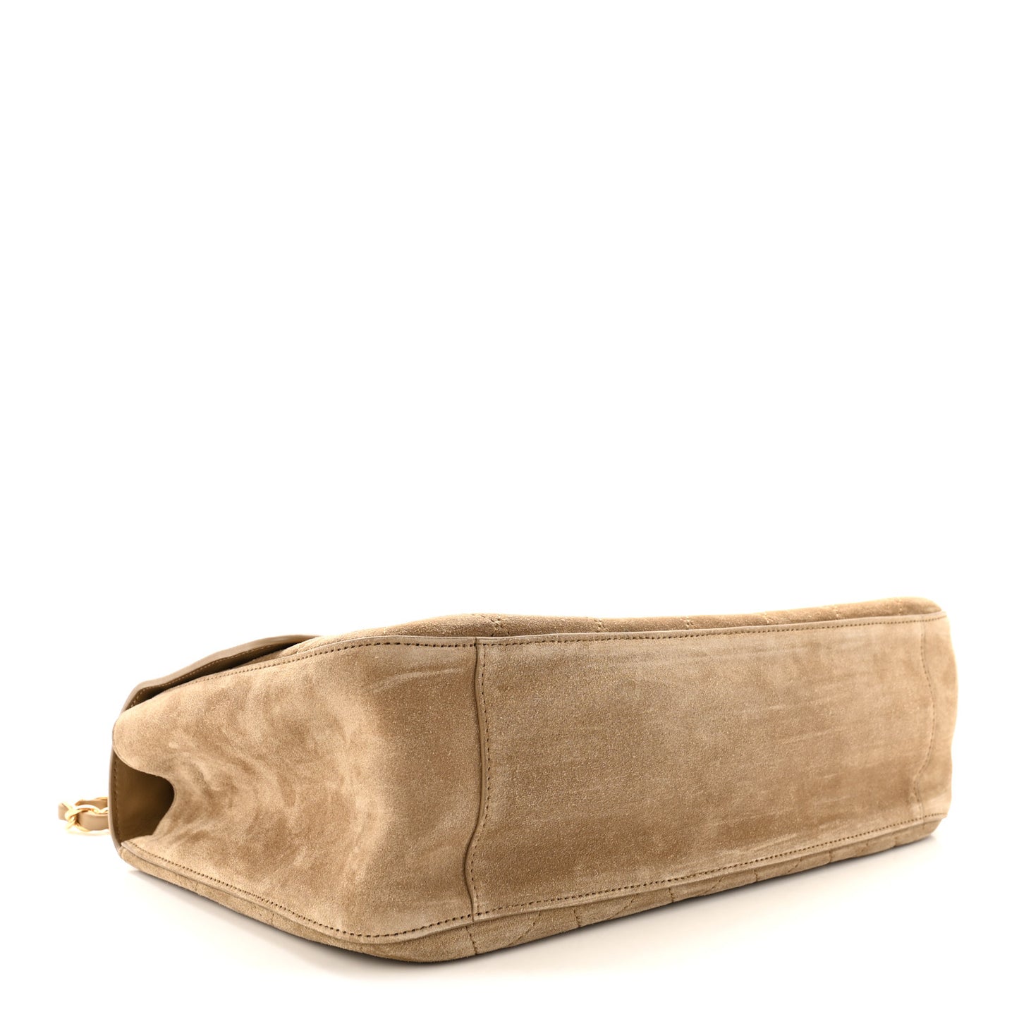 Suede Calfskin Small Souplissimo Maxi Flap Dark Beige