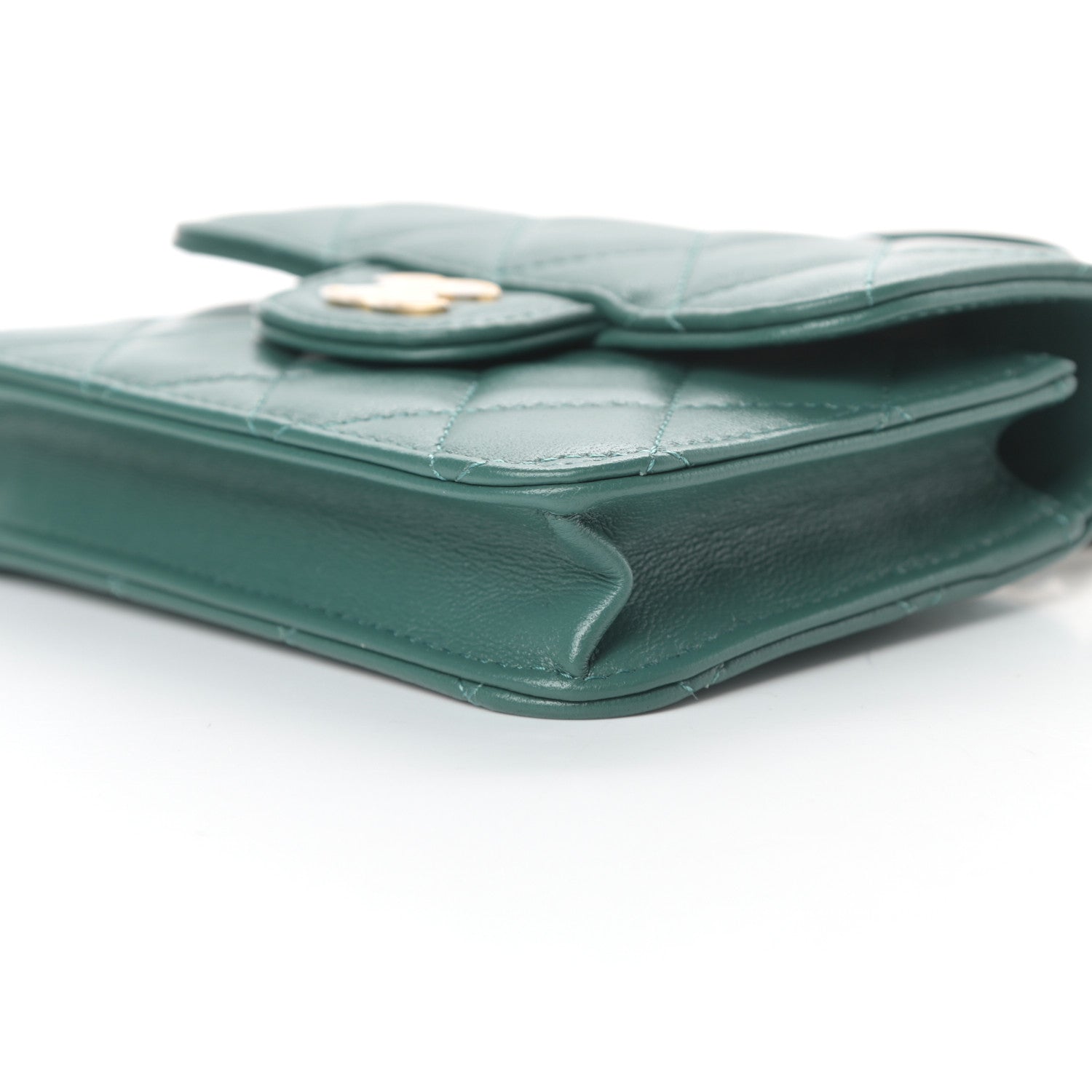 Chanel Lambskin Quilted Top Handle Flap Coin Purse With Chain Green 11 of 13