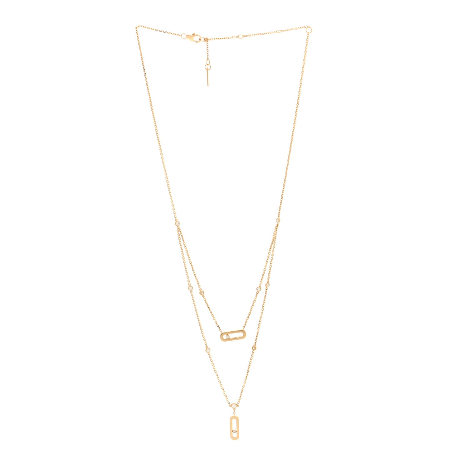 Messika 18K Yellow Gold Diamond Move Uno 2 Rows Necklace 5 of 9