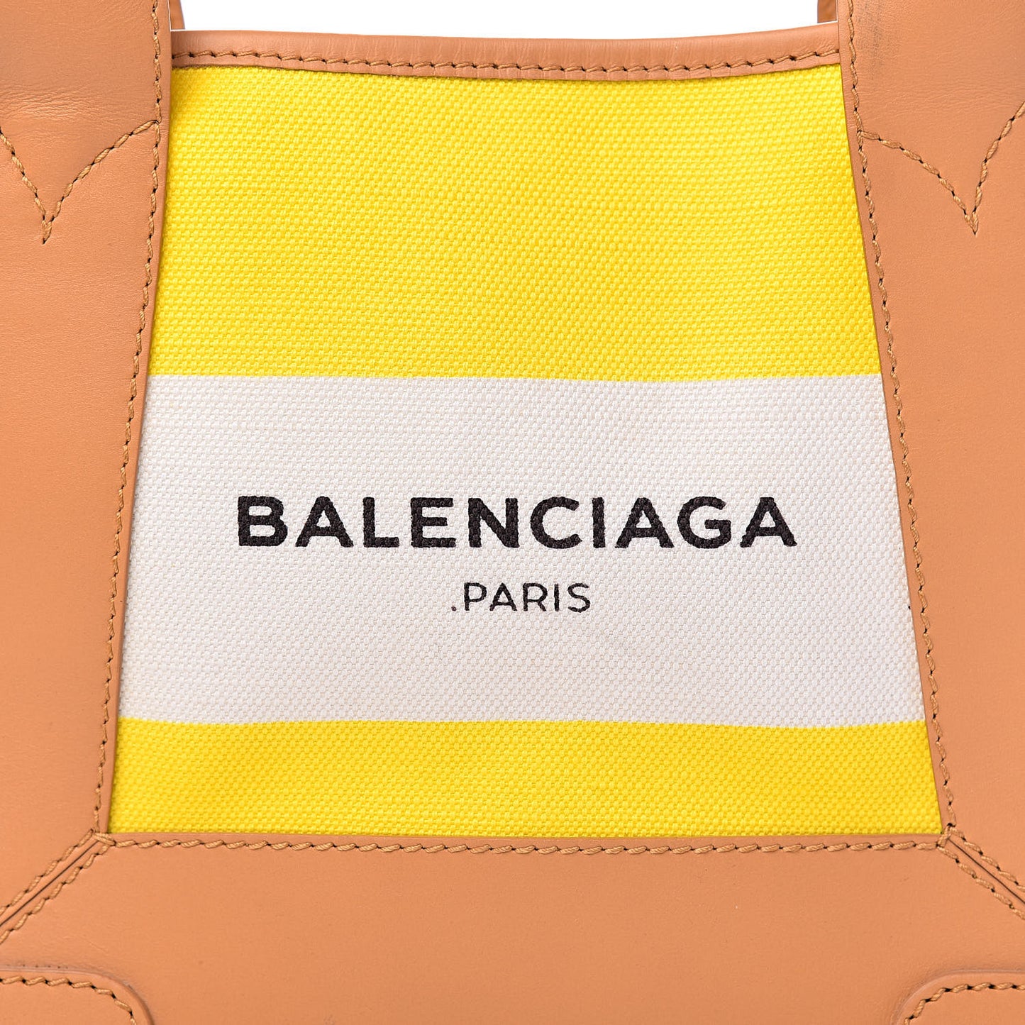 Cotton Canvas Calfskin Navy Cabas XS Yellow