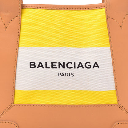 Balenciaga Cotton Canvas Calfskin Navy Cabas XS Yellow 14 of 14