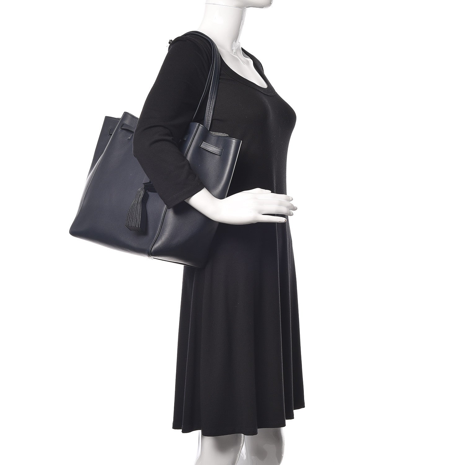 Celine Smooth Calfskin Small Tassel Cabas Phantom Navy Blue 2 of 17