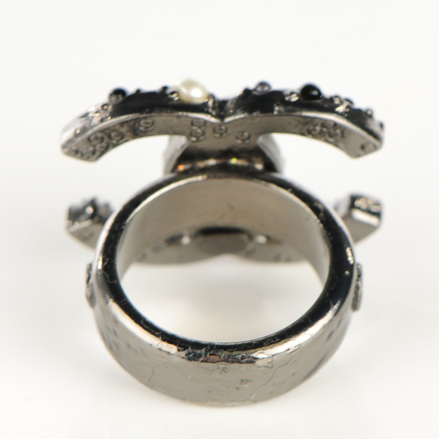 Chanel Ruthenium Pearl CC Ring 6 3 of 5