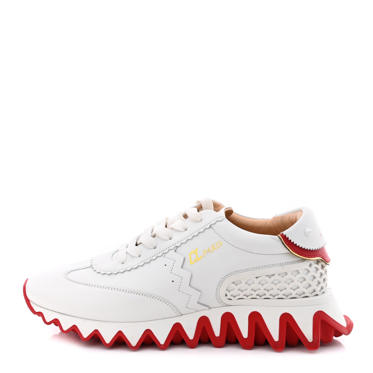 Calfskin Rubber Neoprene Nappa Mens Loubishark Sneakers 39 White