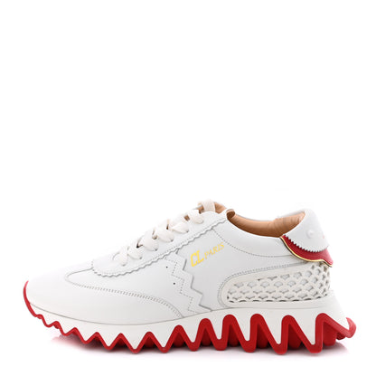 Christian Louboutin Calfskin Rubber Neoprene Nappa Mens Loubishark Sneakers 39 White 1 of 9