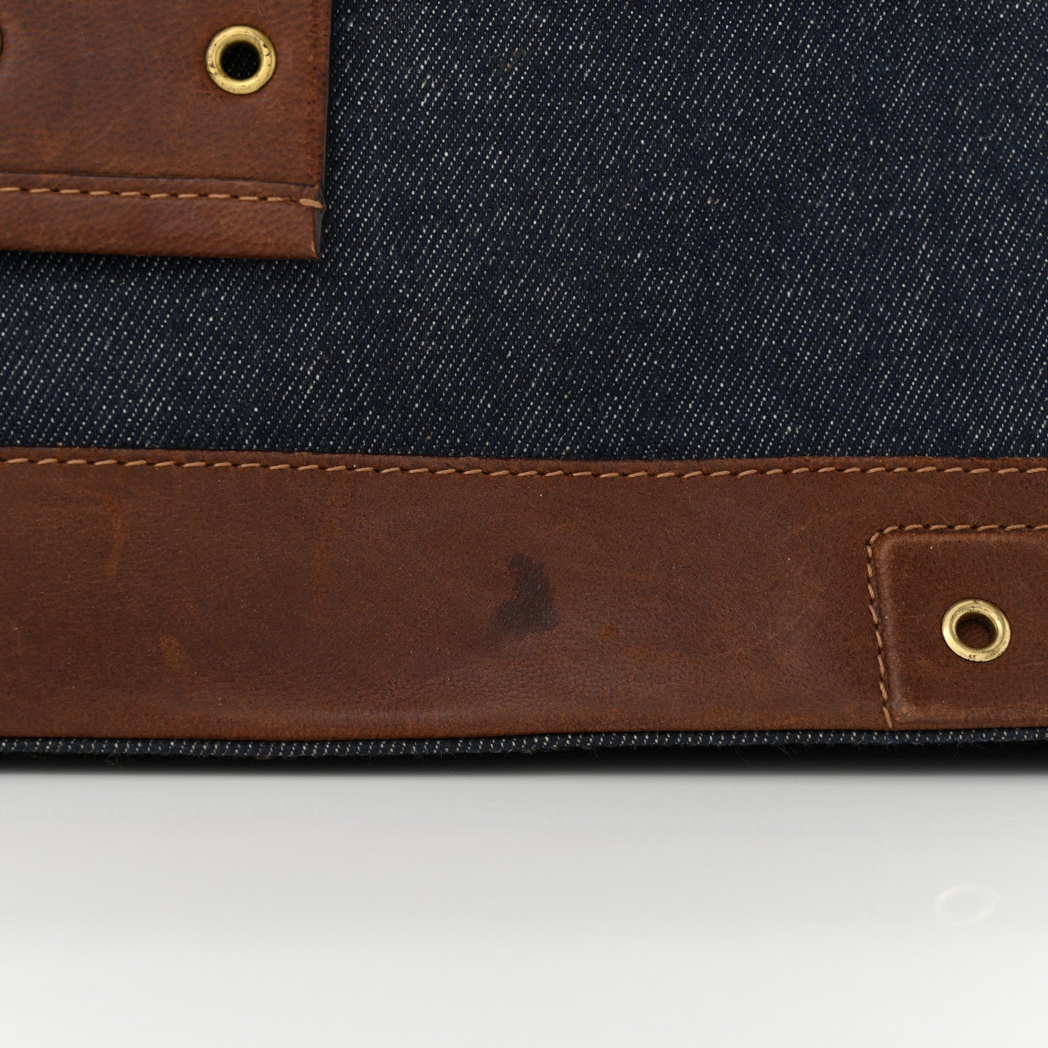Christian Dior Denim Calfskin Street Chic Top Handle Bag Blue Brown 15 of 16