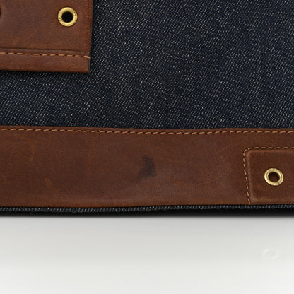 Christian Dior Denim Calfskin Street Chic Top Handle Bag Blue Brown 15 of 16
