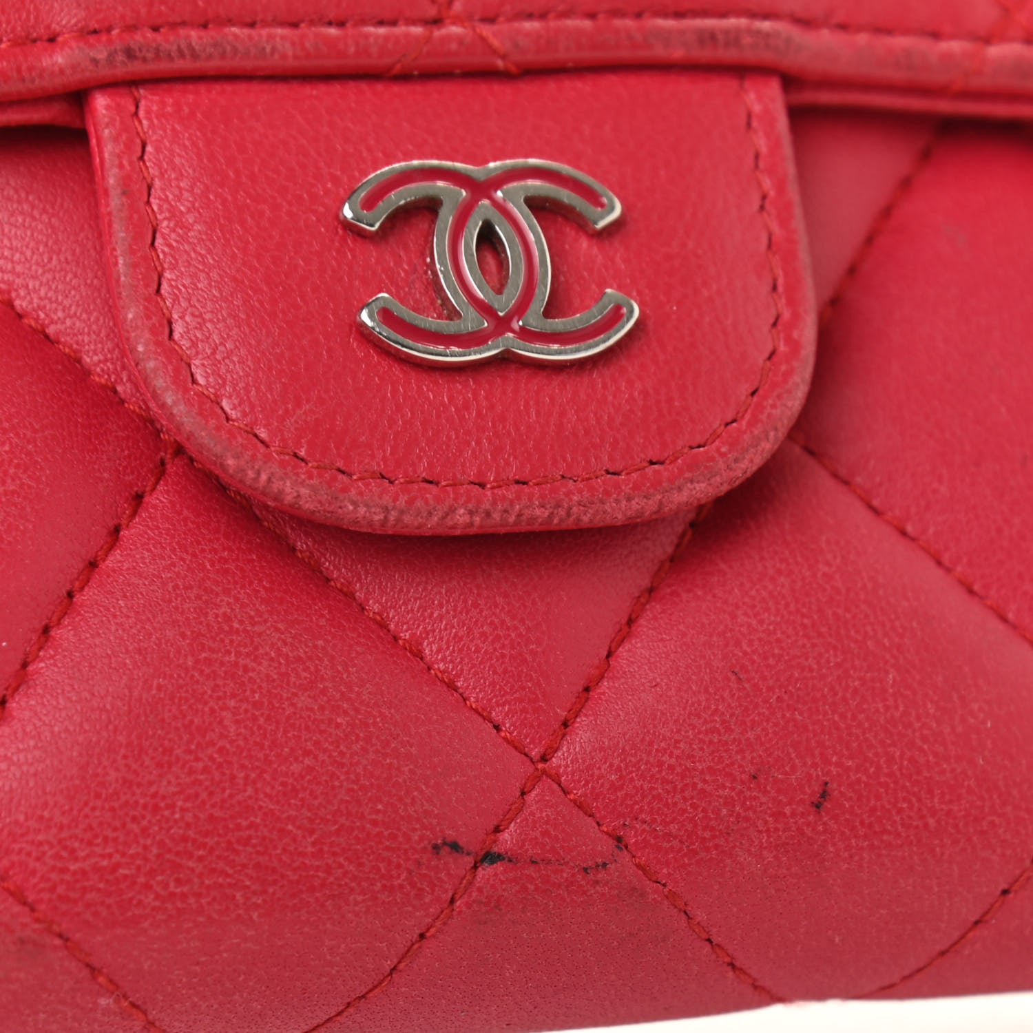 Chanel Lambskin Quilted Large Flap Wallet Dark Pink 12 of 14