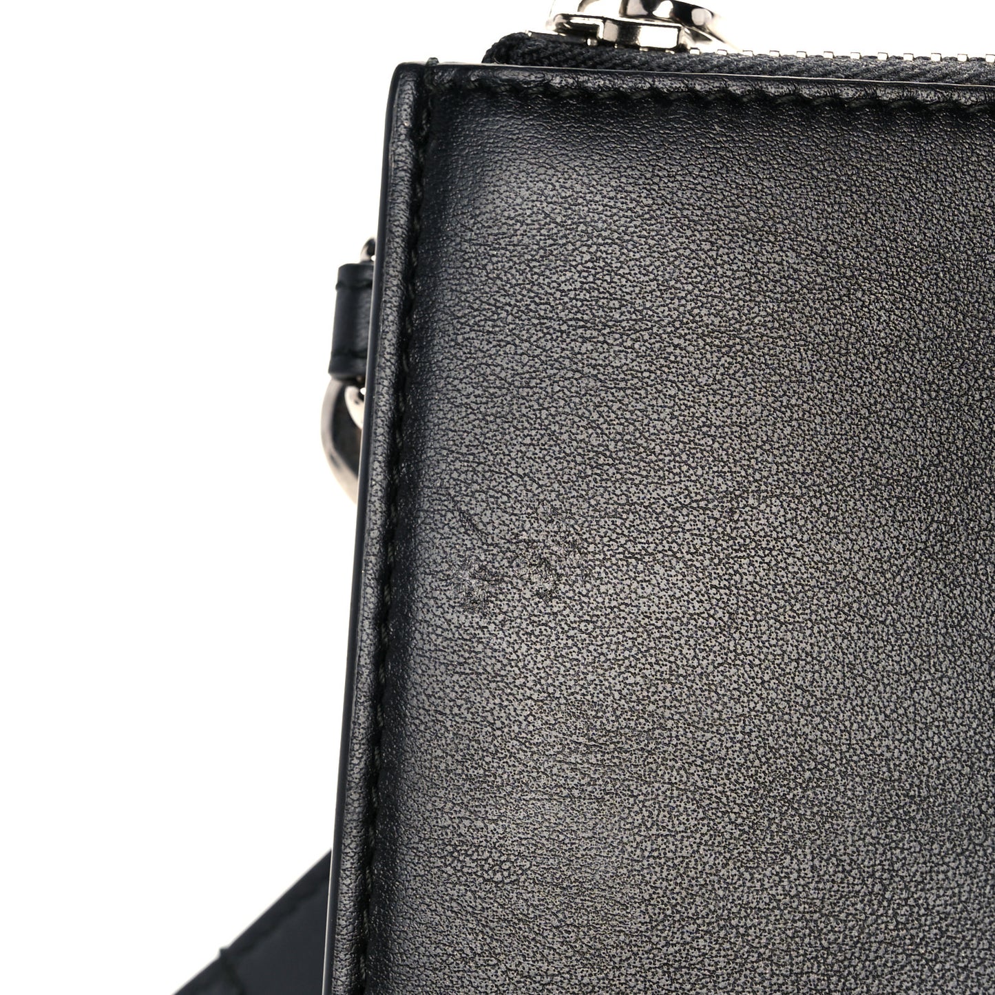 Calfskin Blade Embroidered Zip Pouch Black