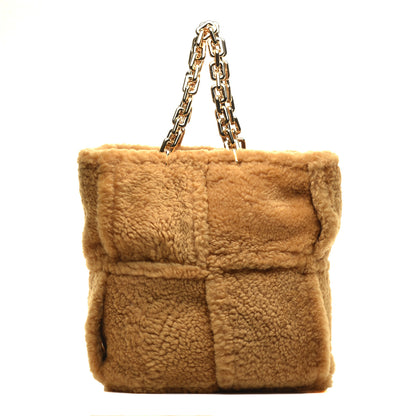 Bottega Veneta Shearling Intrecciato The Chain Tote Curry 1 of 8