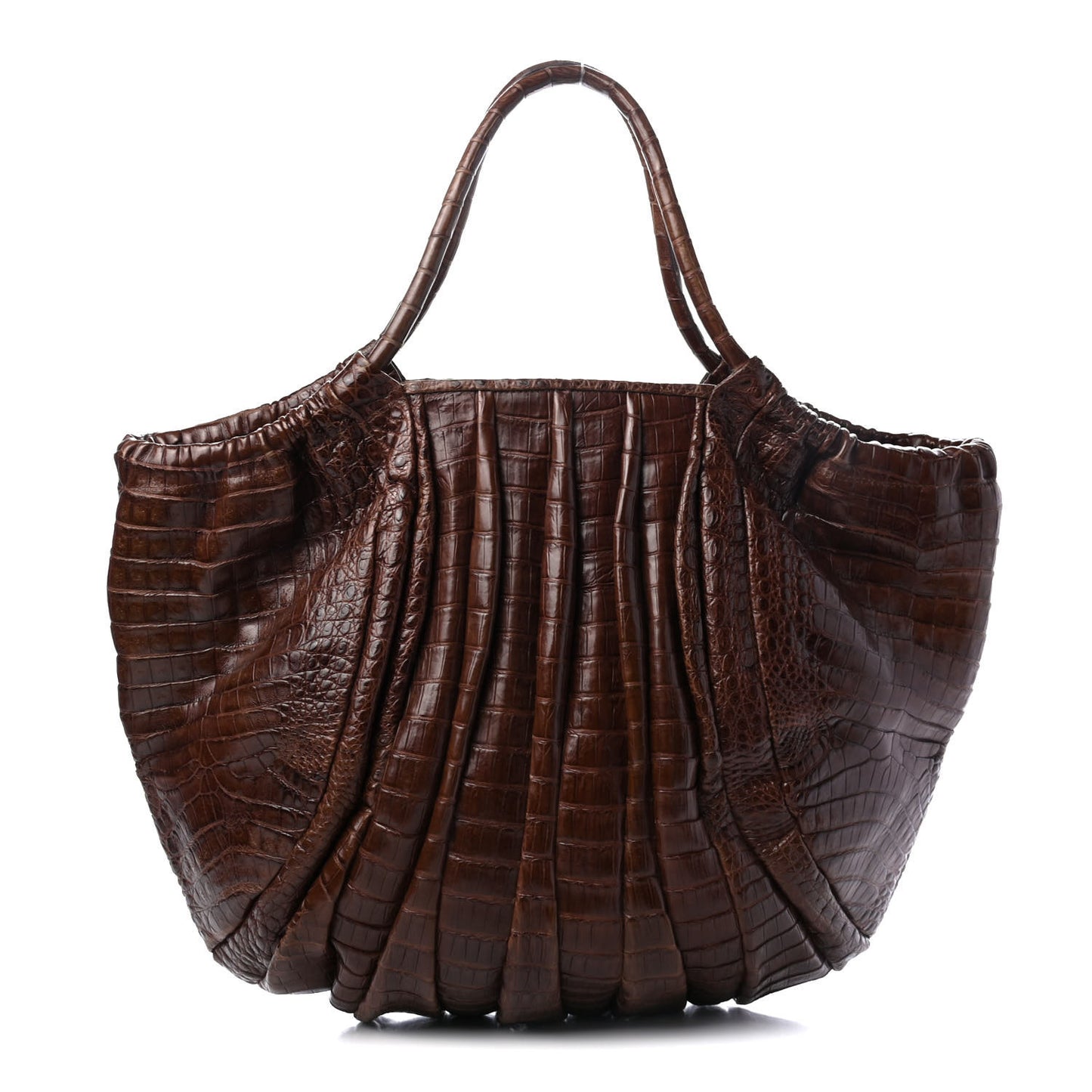 Crocodile Top Handle Tote Brown