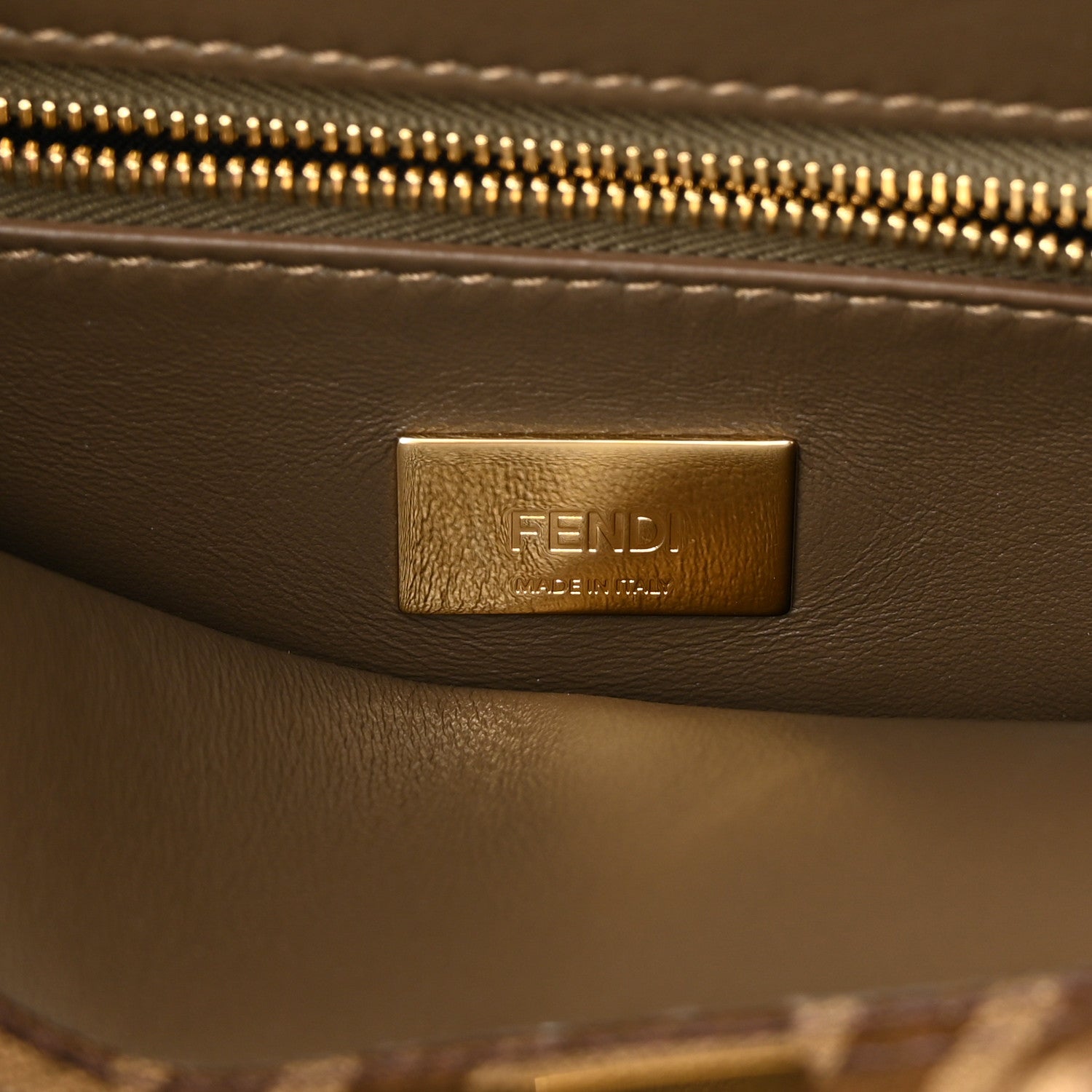 Fendi Glazed Fabric Vitello FF 1974 Hairdo Girls Inlay Mini Peekaboo Iconic Satchel Mogano Panna Multicolor 6 of 9