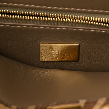 Fendi Glazed Fabric Vitello FF 1974 Hairdo Girls Inlay Mini Peekaboo Iconic Satchel Mogano Panna Multicolor 6 of 9