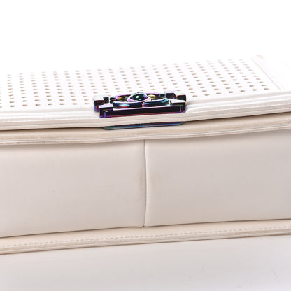 Chanel Lambskin LED Iridescent Metal Medium Boy Flap White Multicolor 16 of 16