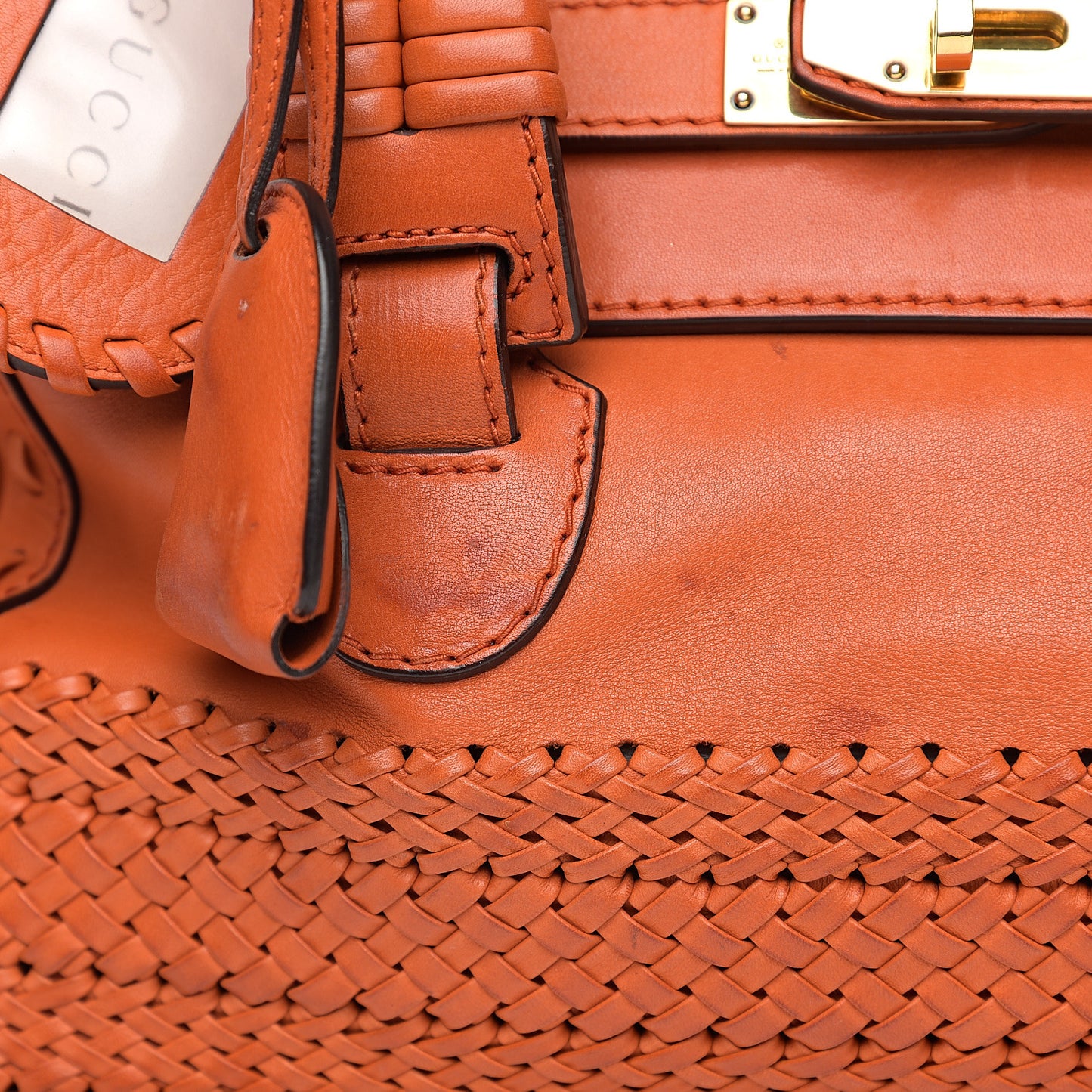 Calfskin Handmade Medium Top Handle Bag Orange