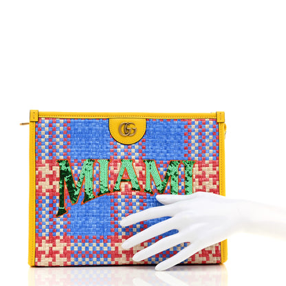 Gucci Raffia Sequins Miami Beauty Case Light Blue Red Multicolor 2 of 7