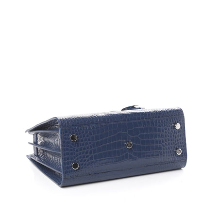 Saint Laurent Calfskin Crocodile Embossed Baby Sac De Jour Denim 3 of 8