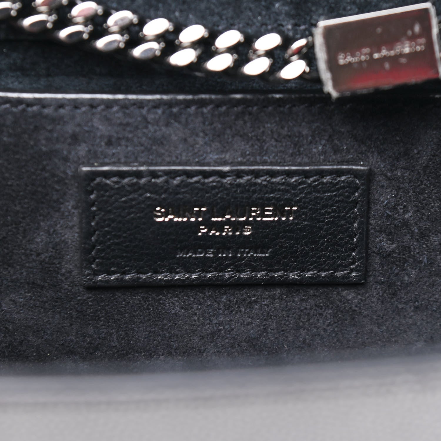 Saint Laurent Metallic Grain De Poudre Medium Classic Monogram Kate Satchel Dark Lead 5 of 5